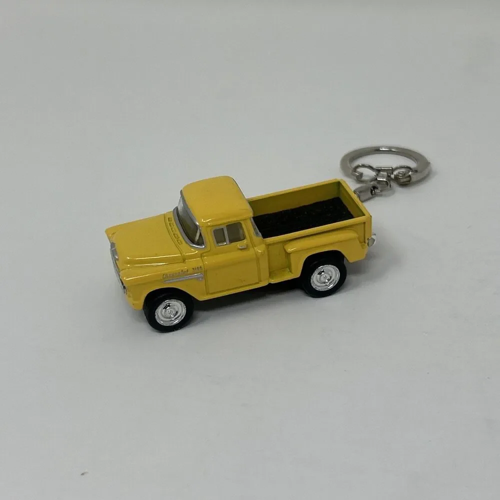 1955 Chevy Stepside Pick Up Truck 1:64 Diecast Key Chain Chevrolet Yellow Black